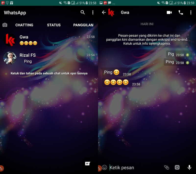 Homepage and chat page of whatsapp transparent
