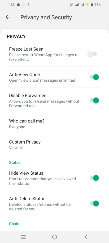 privacy and Security Features in fouad whatsapp