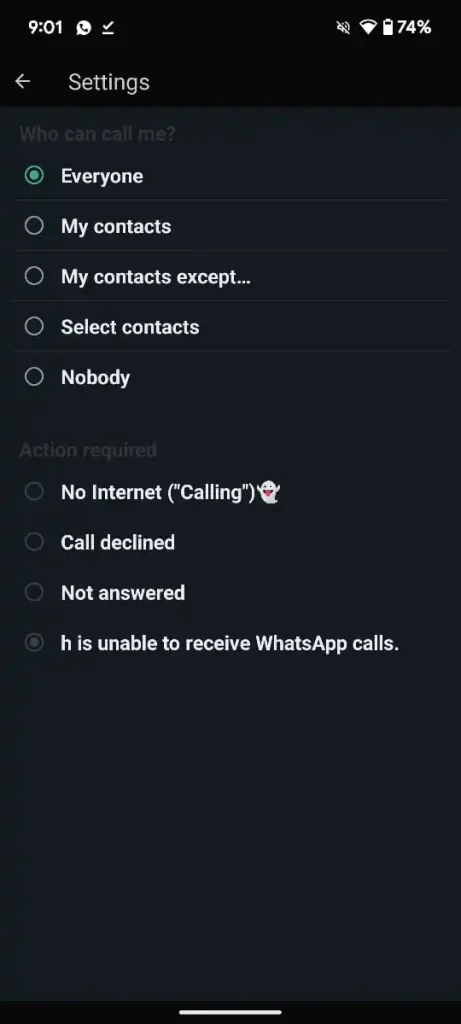 Select Contacts Who Can Call You