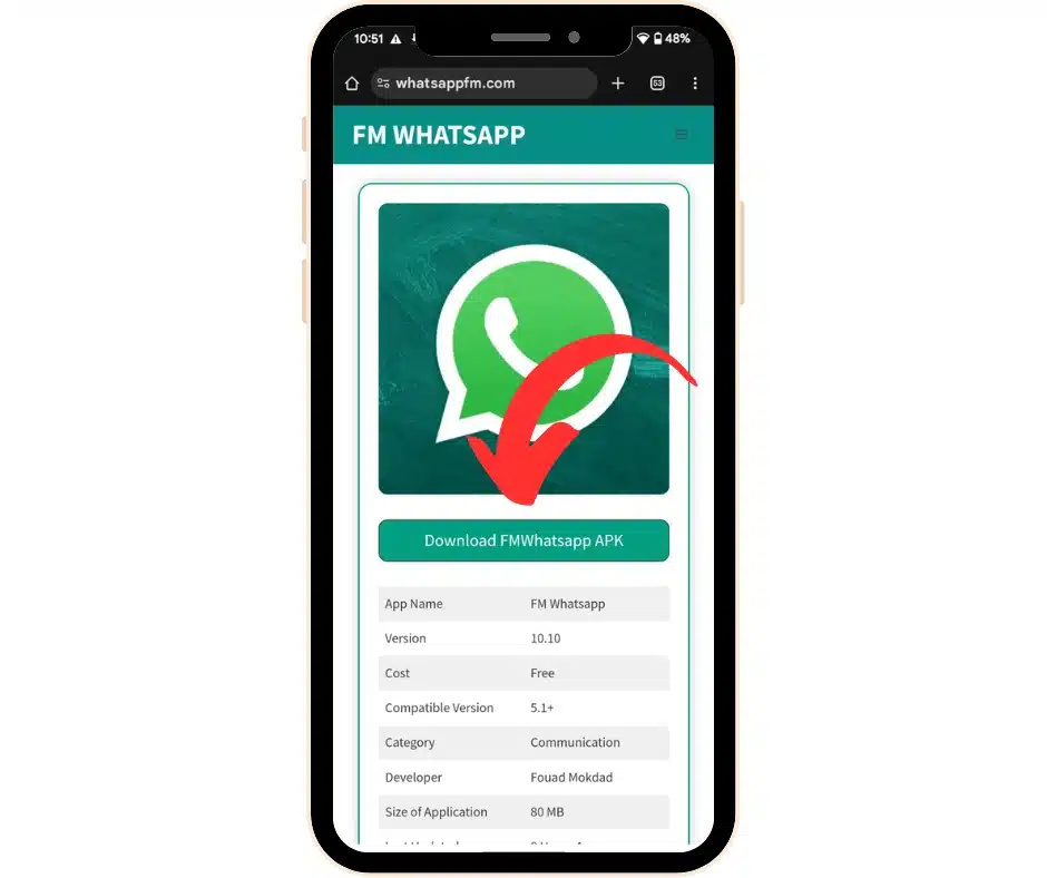 Click on the Download Button at whatsappfm.com to download fm whatsapp