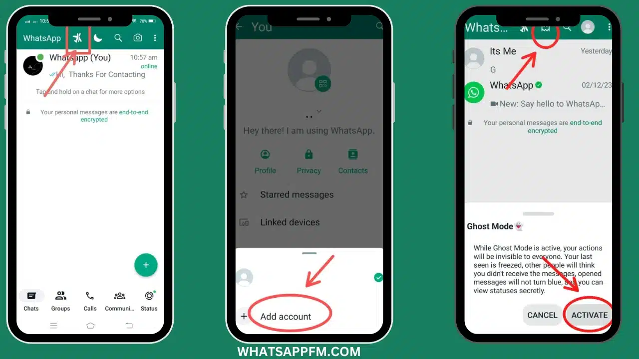 fm whatsapp different user interfaces