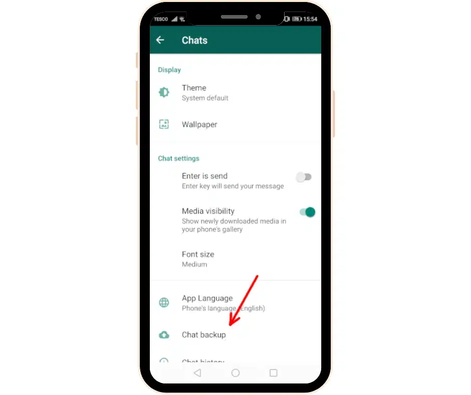 whatsapp chat backup interface